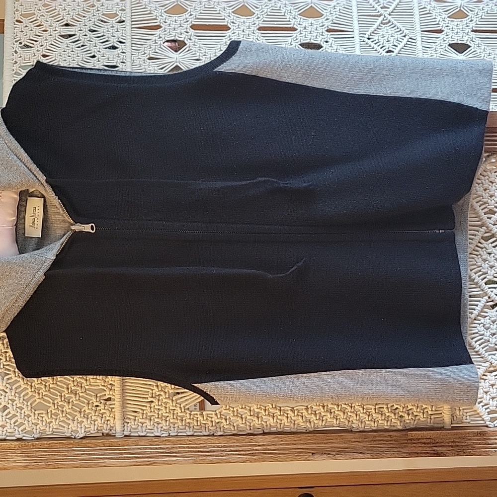 Neiman Marcus cashmere vest.  Black with grey inside and side panels. Size XL